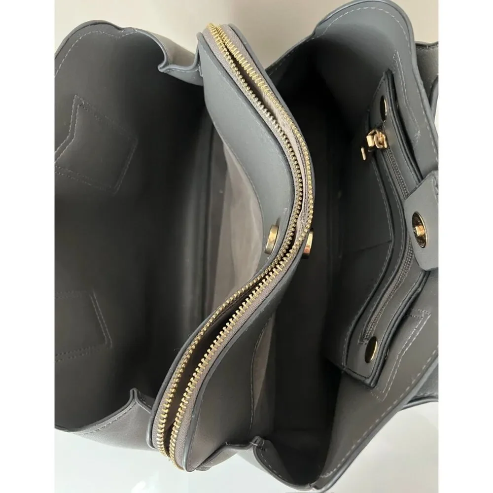 Urban Expressions Georgia Satchel in faux smooth gray leather
